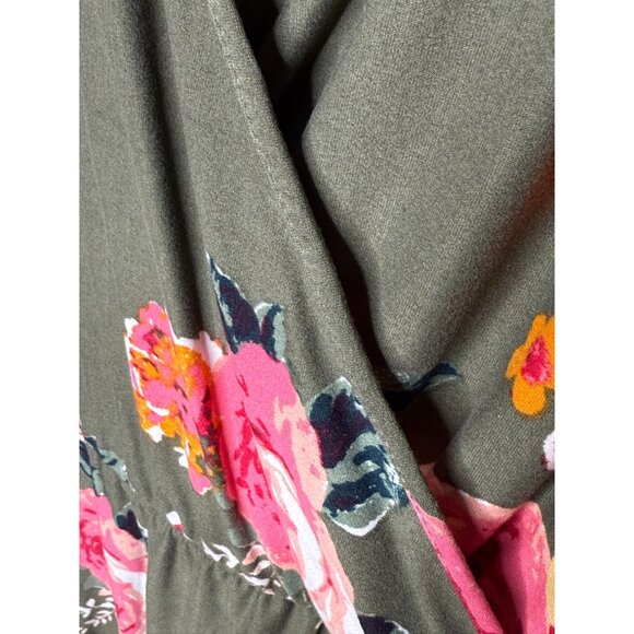 Derek Heart Floral Faux Wrap Dress Green Pink Short Sleeve 2X - Picture 11 of 11